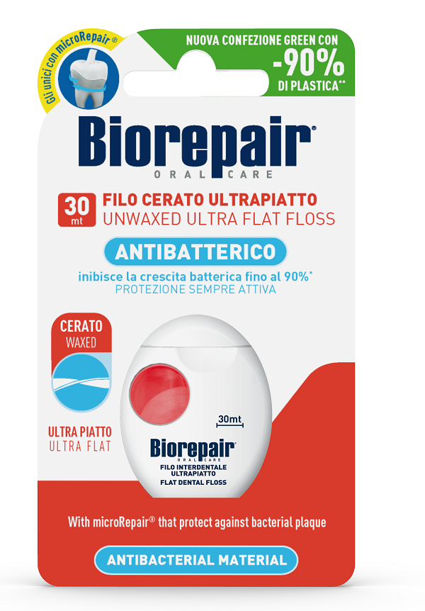 BIOREPAIR ORAL CARE ANTIBATTERICO FILO NON CERATO ULTRAPIATTO DENTI SENSIBILI 25+5 METRI - fitfarma.it