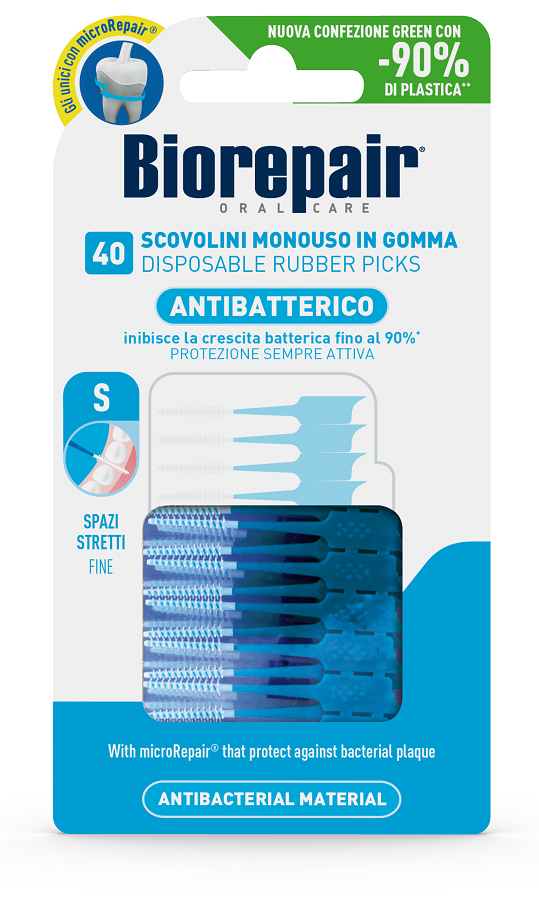 BIOREPAIR ORAL CARE ANTIBATTERICO SCOVOLINI MONOUSO IN GOMMA SPAZI STRETTI 40 PEZZI - fitfarma.it