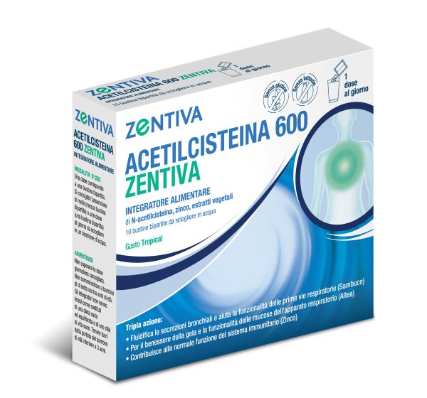 ACETILCISTEINA 600 ZENTIVA 10 BUSTINE BIPARTITE GUSTO TROPICAL - fitfarma.it