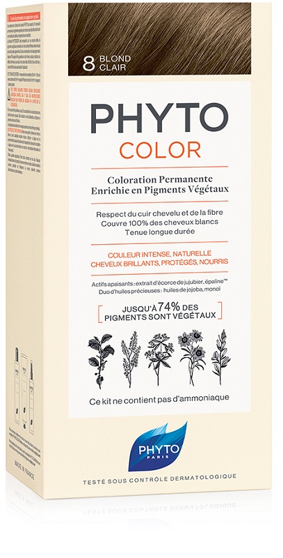 PHYTOCOLOR 8 BIONDO CHIARO 1 LATTE + 1 CREMA + 1 MASCHERA + 1 PAIO DI GUANTI - fitfarma.it
