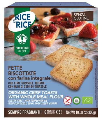 RICE&RICE FETTE BISCOTTATE CON FARINA INTEGRALE 300 G - fitfarma.it