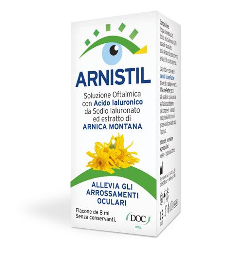 ARNISTIL SOLUZIONE OFTALMICA ACIDO IALURONICO 0,2% + ESTRATTO DI ARNICA MONTANA 0,1% FLACONE 8 ML - fitfarma.it