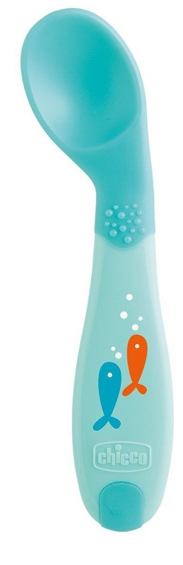 CHICCO CUCCHIAIO ANGOLATO 8M+ AZZURRO - fitfarma.it