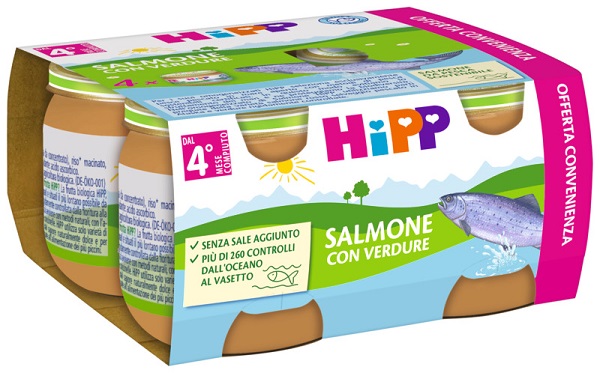 HIPP OMOGENEIZZATO SALMONE/VERDURE 4X80 G - fitfarma.it