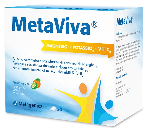 METAVIVA MAGNESIO POTASSIO VITAMINA C 20 BUSTINE - fitfarma.it