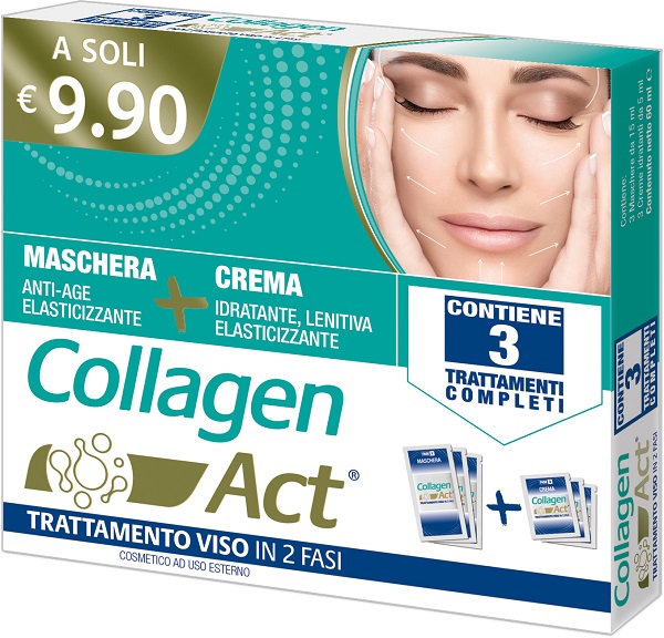 COLLAGEN ACT TRATTAMENTO VISO 2 FASI MASCHERA ANTI AGE ELASTICIZZANTE + CREMA IDRATANTE LENITIVA ELASTICIZZANTE - fitfarma.it