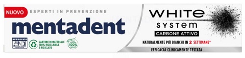 MENTADENT WHITE SYSTEM CHARCOAL 75 ML - fitfarma.it