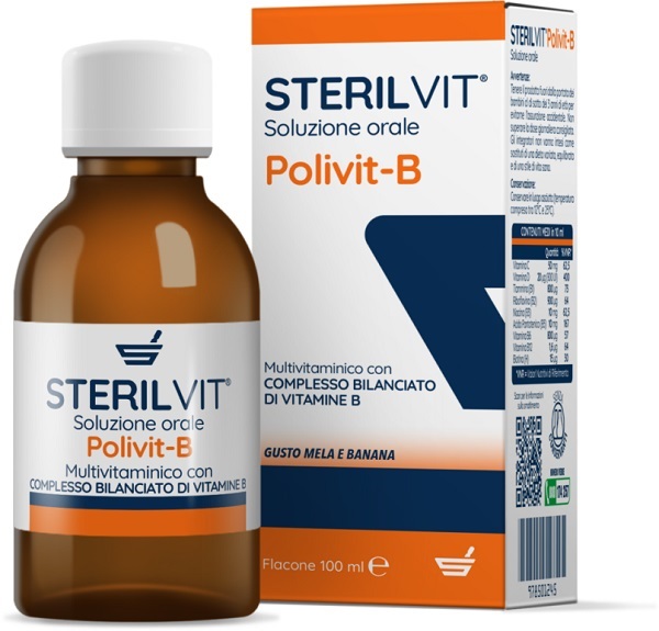 STERILVIT POLIVIT-B SOLUZIONE ORALE GUSTO MELA BANANA 100 ML - fitfarma.it