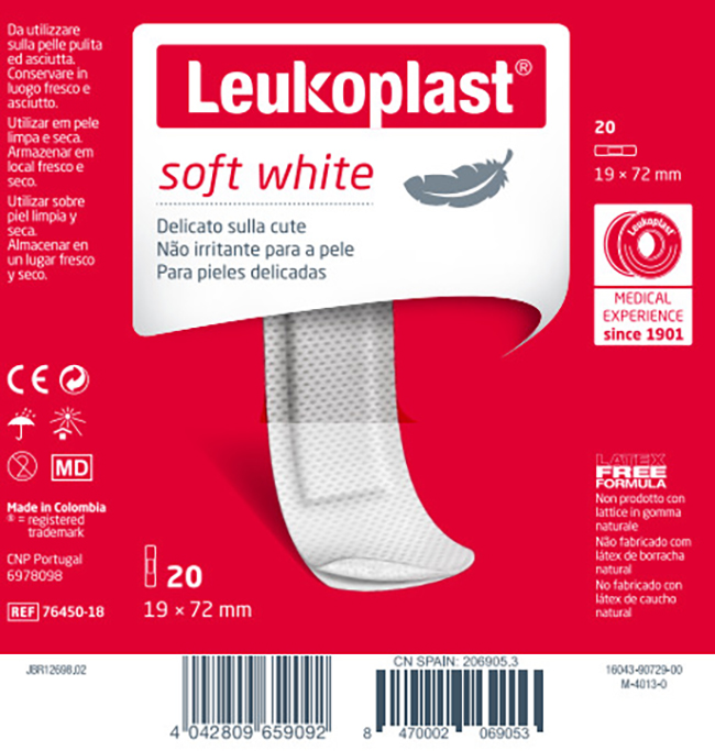 LEUKOPLAST SOFT WHITE 72 X 19 CM 20 PEZZI - fitfarma.it