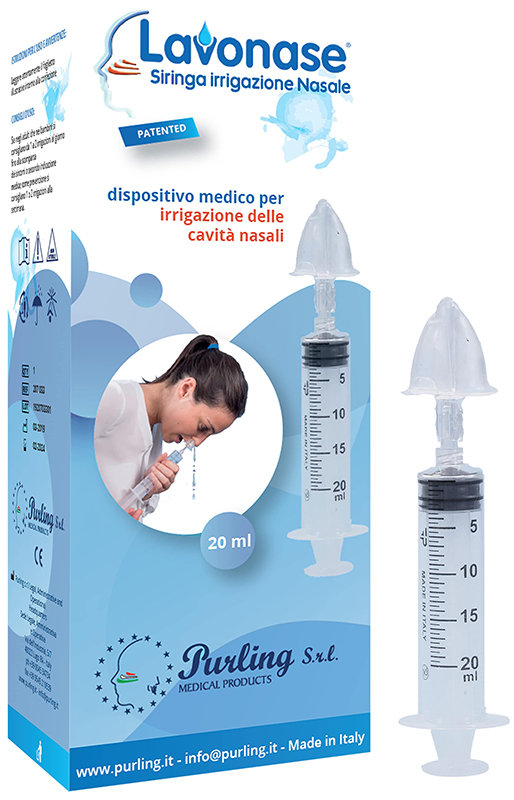 LAVONASE IRRIGAZIONE NASALE NON STERILE SIRINGA 20 ML + LUER-LOCK CON CAPPUCCIO + UGELLO NASALE CON RACCORDO LUER-LOCK + PERFORATORE CON VALVOLA NON RITORNO CON TAPPO - fitfarma.it