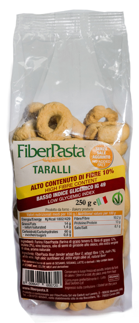 FIBERPASTA TARALLI BASSO INDICE GLICEMICO 250 G - fitfarma.it