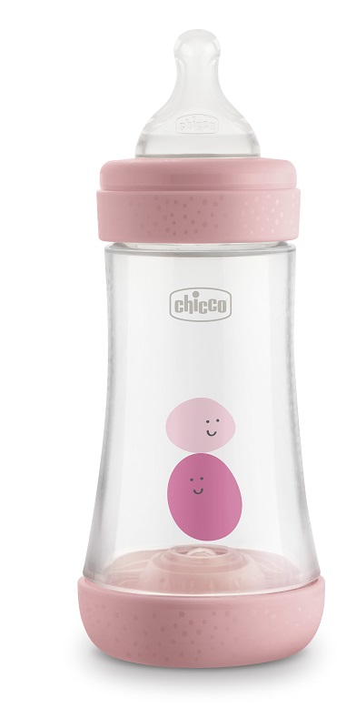 CHICCO BIBERON PERFECT 5 GIRL 240 ML IN SILICONE 2 FORI - fitfarma.it