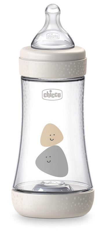 CHICCO BIBERON PERFECT 5 UNISEX 240 ML IN SILICONE 2 FORI - fitfarma.it