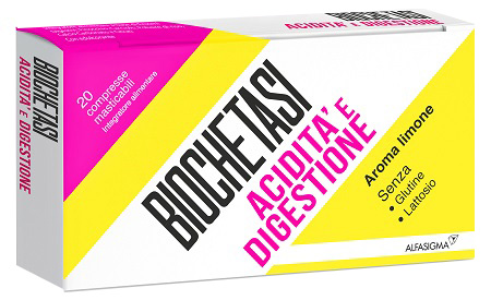 BIOCHETASI DIGESTIONE E ACIDITA' 20 COMPRESSE MASTICABILI AROMA LIMONE - fitfarma.it