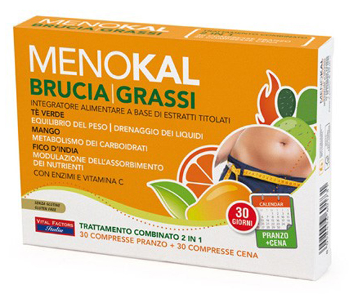 MENOKAL BRUCIAGRASSI 30 COMPRESSE PRANZO + 30 COMPRESSE CENA - fitfarma.it