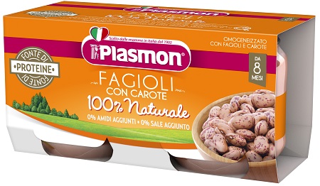 PLASMON OMOGENEIZZATO FAGIOLI BORLOTTI E CAROTE 2X80 G - fitfarma.it