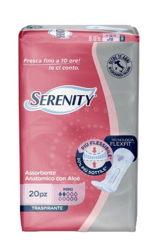 SERENITY ASSORBENTE ANATOMICO CON ALOE FLEXIT MINI 20 PEZZI - fitfarma.it
