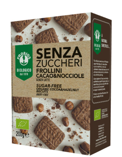 FROLLINI CACAO/NOCCIOLE SENZA ZUCCHERO 200 G - fitfarma.it