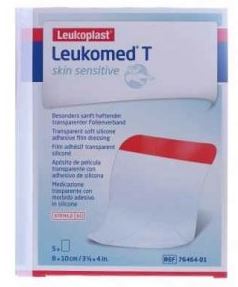 LEUKOMED T PLUS SKIN SENSITIVE MEDICAZIONE POST-OPERATORIA TRASPARENTE MPERMEABILE CON MASSA ADESIVA AL SILICONE 8X10CM 5 PEZZI - fitfarma.it