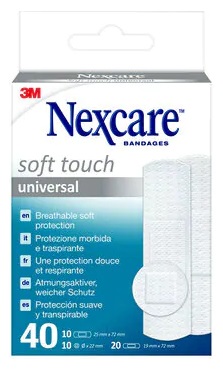 CEROTTO PREPARATO NEXCARE SOFT TOUCH UNIVERSAL 3 MISURE 20 CEROTTI 19X72MM + 10 CEROTTI 25X72MM + 10 CEROTTI TONDI 22,5 MM - fitfarma.it