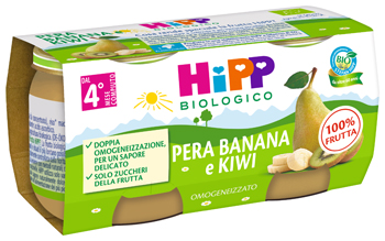 HIPP BIO OMOGENEIZZATO KIWI/BANANA/PERA 2X80 G - fitfarma.it