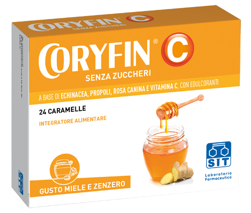 CORYFIN C SENZA ZUCCHERO MIELE ZENZERO 24 CARAMELLE - fitfarma.it