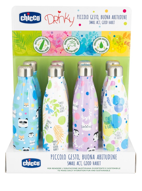 CHICCO BOTTIGLIA INOX DA 500 ML DISPLAY BOX - fitfarma.it