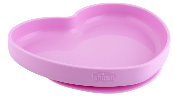 CHICCO PIATTO CUORE VENTOSA SILICONE ROSA - fitfarma.it