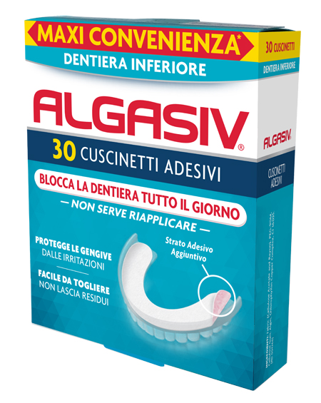 ALGASIV ADESIVO PER PROTESI DENTARIA INFERIORE 30 PEZZI - fitfarma.it