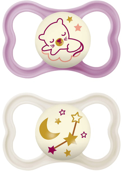 MAM AIR NIGHT SUCCHIETTO 16+ MESI SILICONE FEMMINA 2 PEZZI - fitfarma.it