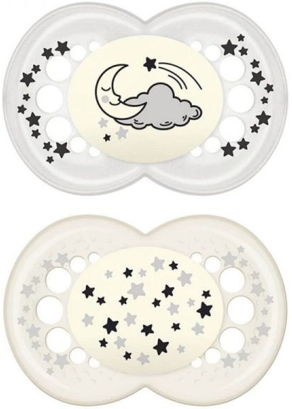 MAM SUCCHIETTO ORIGINAL NIGHT 6+ MESI SILICONE NEUTRO 2 PEZZI - fitfarma.it