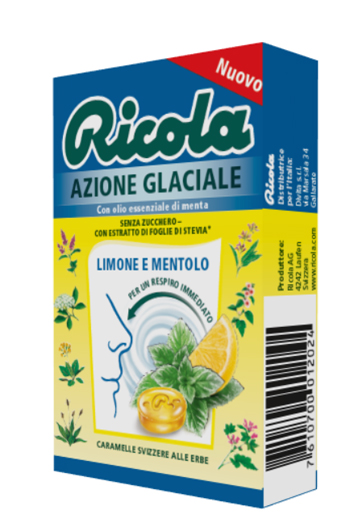 RICOLA AZIONE GLACIALE LIMONE E MENTOLO 50 G - fitfarma.it