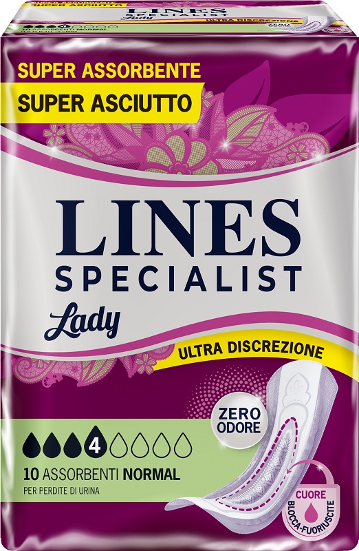 ASSORBENTI PER INCONTINENZA LINES SPECIALIST LADY NORMAL 10 PEZZI - fitfarma.it