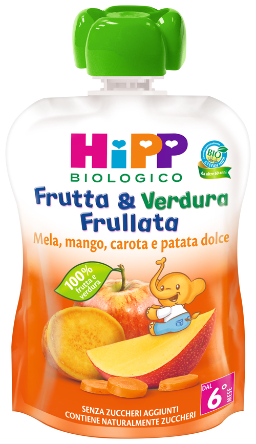 HIPP BIO FRUTTA & VERDURA MELA MANGO CAROTA PATATA DOLCE 90 G - fitfarma.it