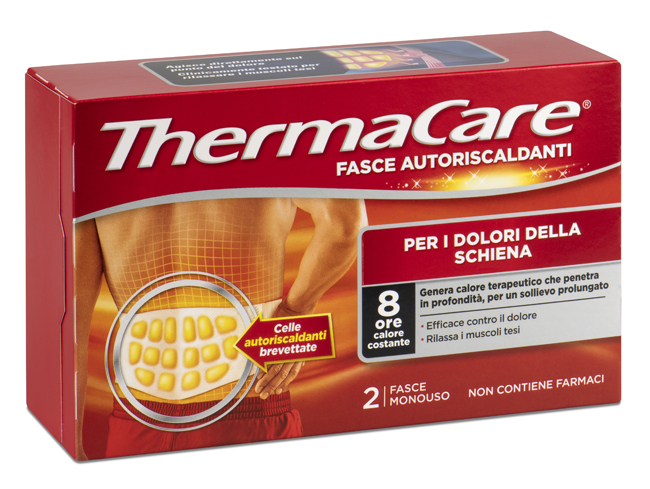 FASCIA AUTORISCALDANTE A CALORE TERAPEUTICO THERMACARE SCHIENA 2 PEZZI - fitfarma.it
