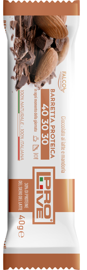 PROLIVE 40 30 30 BARRETTA PROTEICA CIOCCOLATO AL LATTE/MANDORLA 40 G - fitfarma.it