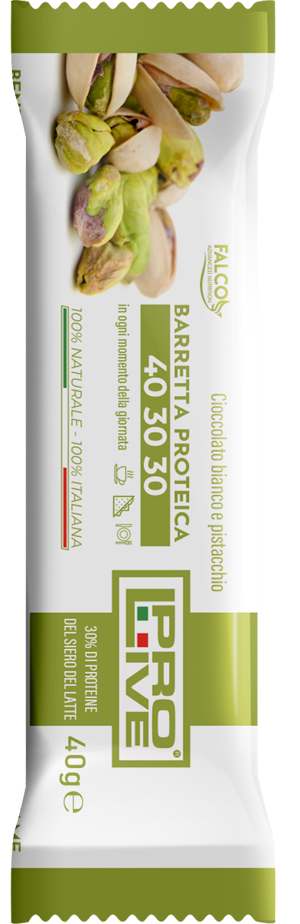 PROLIVE 40 30 30 BARRETTA PROTEICA CIOCCOLATO BIANCO/PISTACCHIO 40 G - fitfarma.it