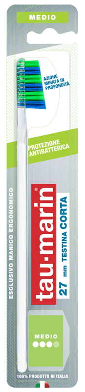 TAUMARIN PROFESSIONAL SPAZZOLINO 27 MEDIO TESTINA CORTA PROTEZIONE ANTIBATTERICA - fitfarma.it