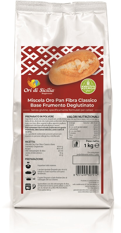 ORI DI SICILIA MIX ORO PAN FIBRA CLASSICO BASE FRUMENTO DEGLUTINATO 1 KG - fitfarma.it