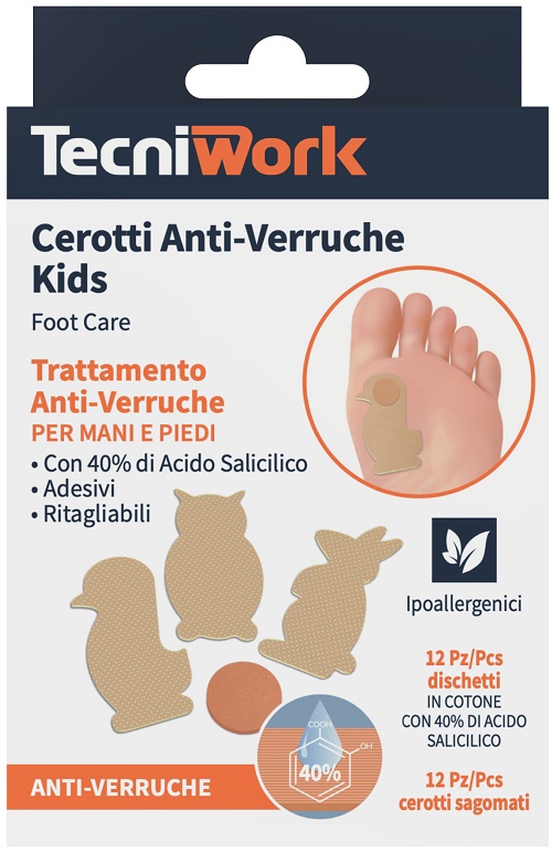 CEROTTO ANTI VERRUCHE BIMBI 12 PEZZI + 12 FIXING ANIMIALI TERRA COLORE BEIGE - fitfarma.it