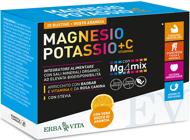 MAGNESIO E POTASSIO +VIT C ARANCIA 20 BUSTINE - fitfarma.it