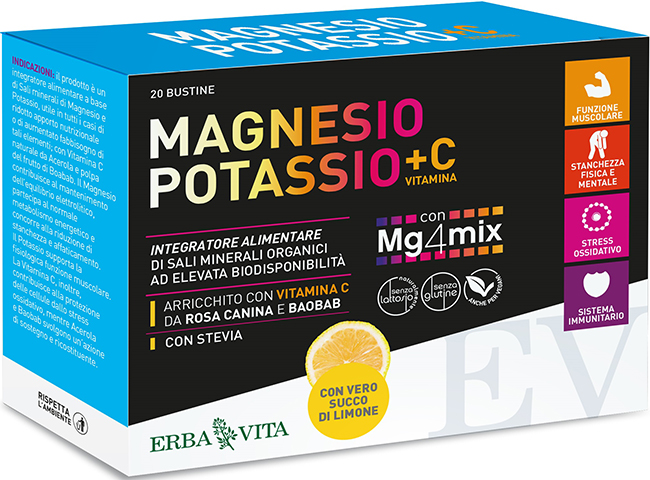 MAGNESIO E POTASSIO +VIT C LIMONE 20 BUSTINE - fitfarma.it