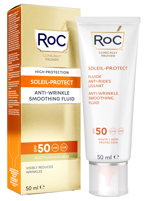 ROC FLUIDO SOLARE VISO SPF 50+ ANTI-RUGHE LEVIGANTE  50 ML - fitfarma.it