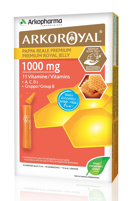 ARKOROYAL PAPPA REALE 1000 MG + VITAMINE SENZA ZUCCHERO 10 FIALE - fitfarma.it