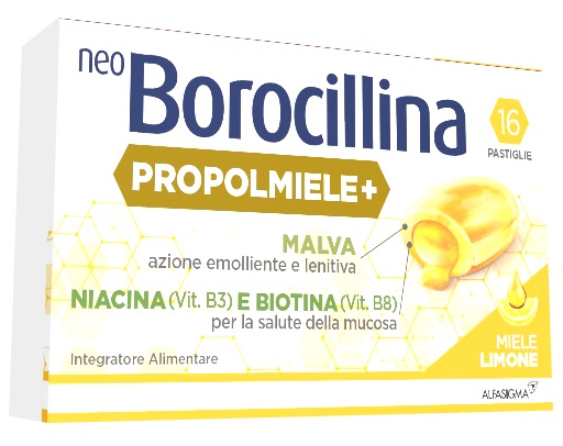 NEOBOROCILLINA PROPOLMIELE+ MIELE/LIMONE 16 PASTIGLIE - fitfarma.it