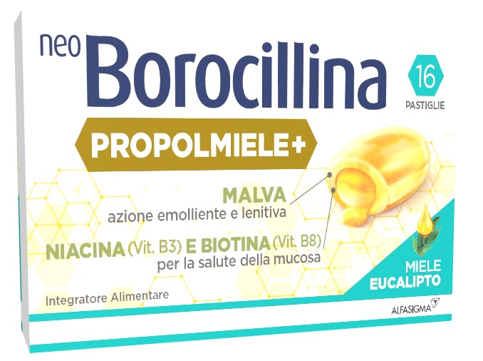 NEOBOROCILLINA PROPOLMIELE+ MIELE/EUCALIPTO 16 PASTIGLIE - fitfarma.it