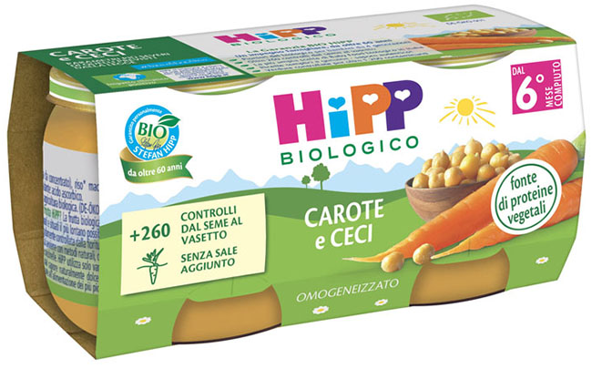 HIPP BIO OMOGENEIZZATO CAROTE/CECI 2X80 G - fitfarma.it