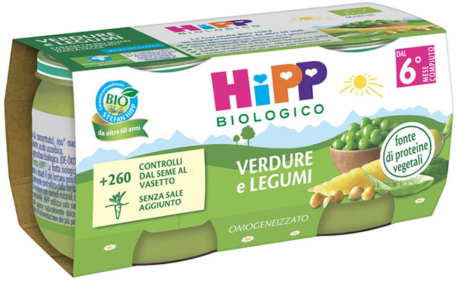 HIPP BIO OMOGENEIZZATO VERDURE/LEGUMI 2X80 G - fitfarma.it
