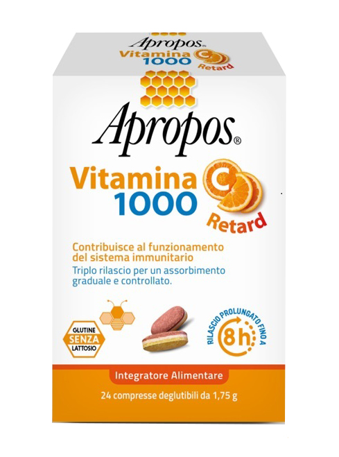 APROPOS VITAMINA C 1000 A RILASCIO PROLUNGATO 24 COMPRESSE DEGLUTIBILI - fitfarma.it