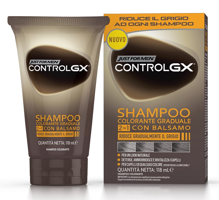 JUST FOR MEN CONTROL GX SHAMPOO COLORANTE GRADUALE 2 IN 1 CON BALSAMO 150 ML - fitfarma.it